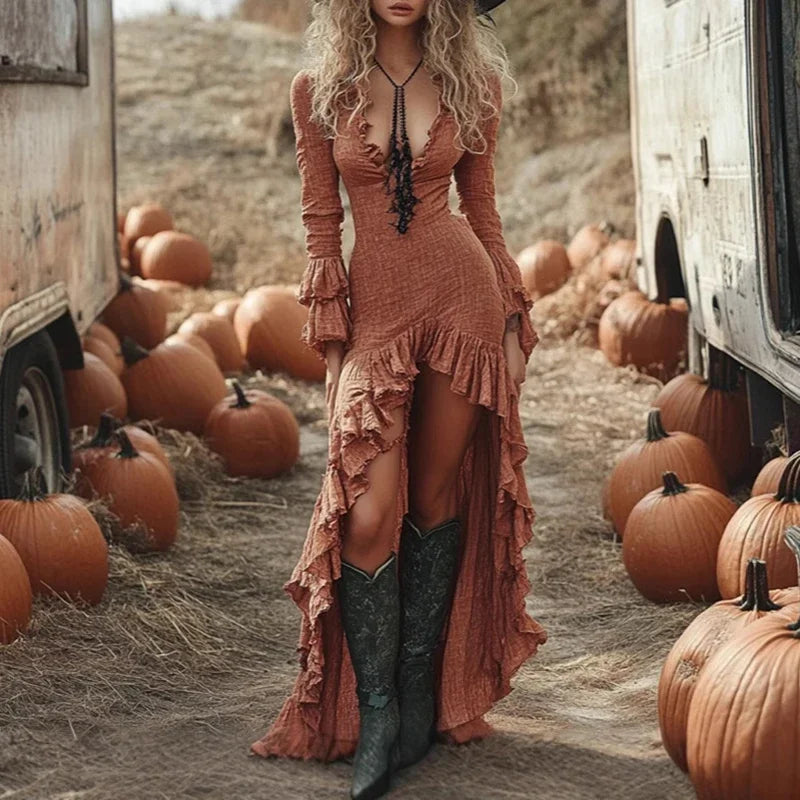 Boho Ruffle Maxi Dress